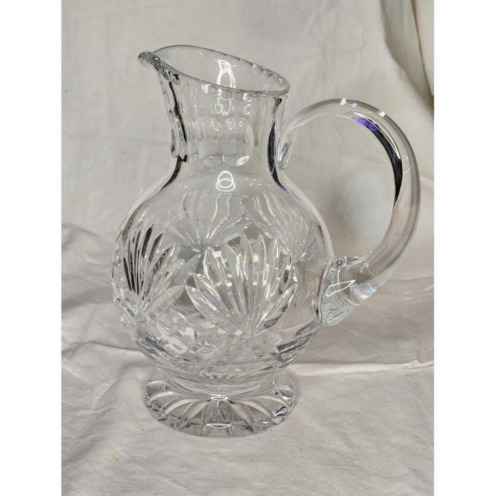 Vintage ‎ Polonia 24% Lead Crystal Footed Ball Pitcher Made in Poland 1950's
